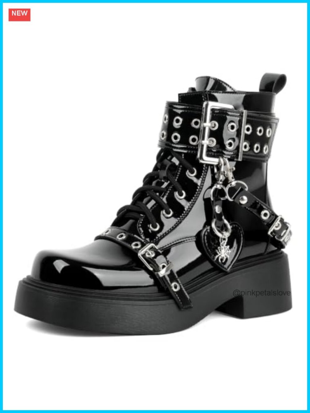 Chunky Heel Platform Goth Ankle Boots Lace Up Booties